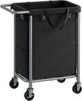 SONGMICS Laundry Basket with Wheels, Rolling Laundry Hamper, 23.8 Gallons (90 L), Removable Liner, Steel Frame with Handle, 24 x 11.4 x 31.9 Inches, Ink Black URLS003B01