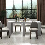 KEIKI 20”-118.5”L Extendable Foldable Dining Room Table for 1-10 People, Wood Modern Rustic Rectangle Expandable Kitchen Living Meeting Room Furniture, 6 Tabletop Length Options, Marble White