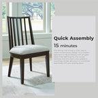 Signature Design by Ashley Galliden Urban Upholstered Armless Dining Chair, Set of 2, Black & Light Gray
