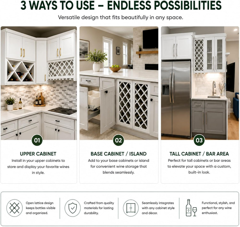 Wine Rack Wall Cabinet (White, 30" Width x 12" Depth x 15" Hei...