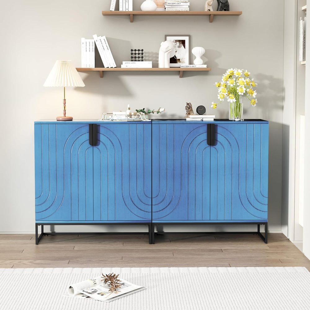 HLR Sideboard Buffet Cabinet with Storage, Modern Accent Cabinet Adjustable S...