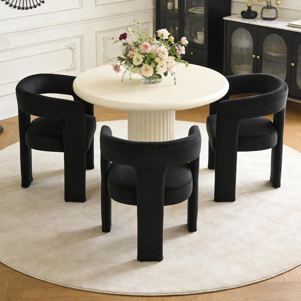 Modern Barrel Dining Chairs Set of 6, No Assembly Velvet Upholstered Dining R...