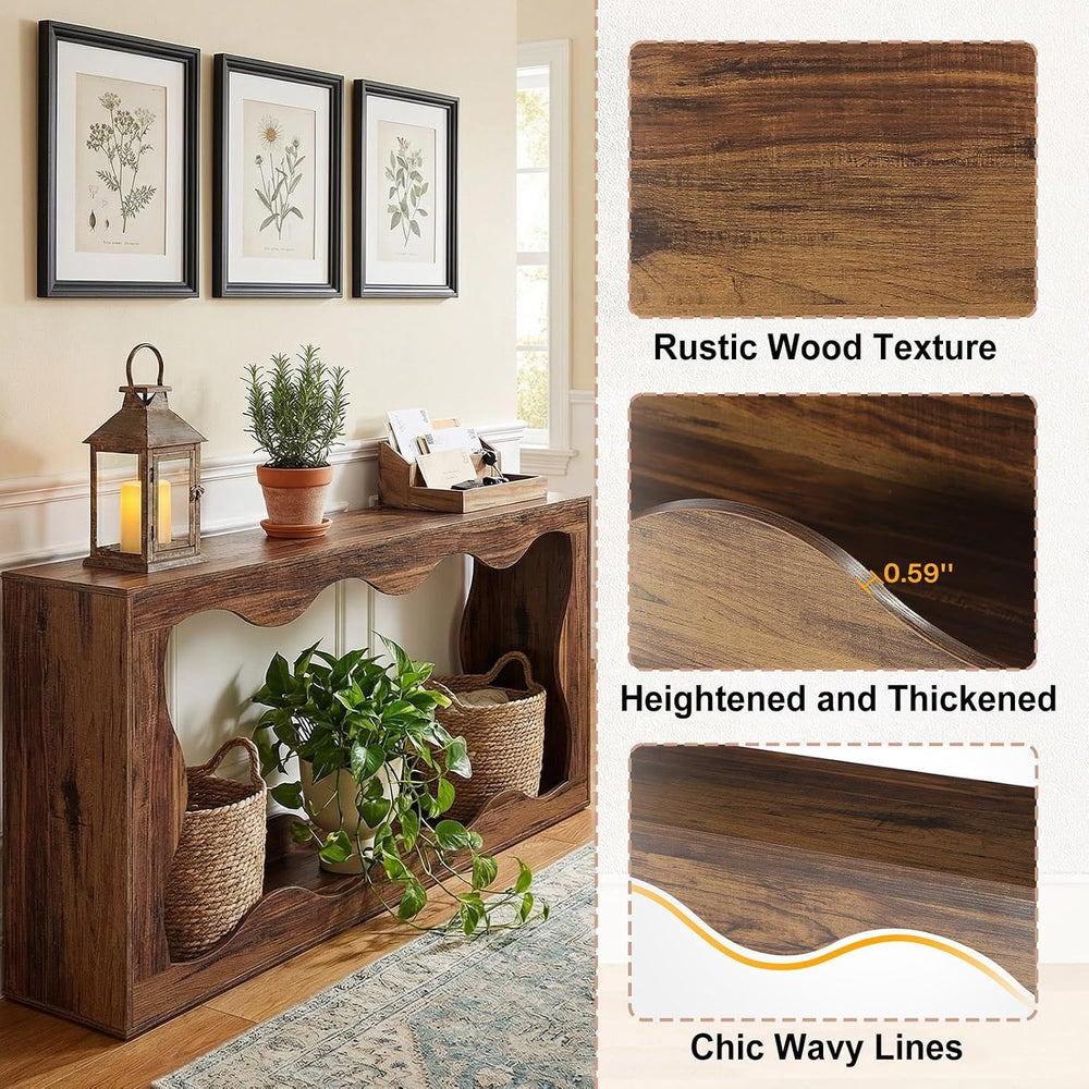 Side Table with 2 Tier Storage Cabinet, Small End Tables Wood Solid with Glas...