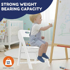 Giggle & Play Kids Folding Chair, 2 Pack - Toddler Beach & Camping Chair | Portable Folding Chairs for Kids & Toddlers, Lightweight for Beach, Camping & Sturdy Backrest, Easy Fold - White