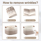 60L Large Laundry Basket with Leather Handles for Living Room Storage, Woven Rope BasketsBin for Blanket, Kids Toy, Gifts, Wicker Hamper for Bedroom Dirty Clothes, 21"x15"x11" Khaki
