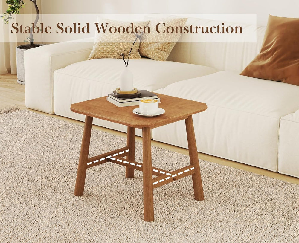 CIMOTA Solid Wood Side Table Modern Small Square End Table for Living Room Fa...