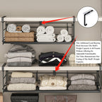 Expandable Under Cabinet Shelf, Extendable Under Shelf Storage with Removable Wire-Like Back for Pantry Cabinet, Laundry Room, Shoe Rack. (Black, 2 Pack, Interior: 5" H x 10" D)