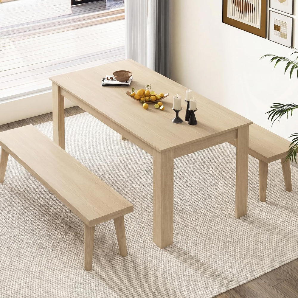 Giantex Dining Table for 4-6, 63" L Large Farmhouse Kitchen Table, Woode...