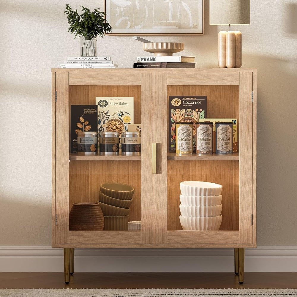 Housoul Buffet Cabinet with LED Lights, Sideboard Cabinet with 2 Doors Acryli...