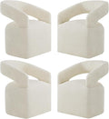 Upholstered Dining Chairs with Casters, Modern Barrel Side Armchair with Rollers for Dining Room, Bedroom, Kitchen, Reading Room, Cream Beige, Set of 4