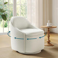 LINSY Swivel Accent Chair with Storage Comfy Chenille Barrel Chairs, Small 360 Swivel Modern Armchair for Living Room Bedroom, Boucle Reading Chair for Study Room (Beige)