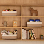 Large Shallow Organizing Baskets 15x11x5.1 Inches - Rope Woven Storage Bins for Bathroom, Shelves, Cube Closet, Gradient Brown 4 Packs