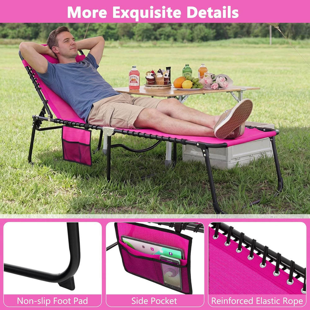 Giantex Patio Lounge Chairs for Outside - Folding Tanning Chair w/Headrest, 4...