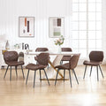 Dining Chairs Set of 6, Comfy Modern Dining Chairs with Thick Cushions, Upholstered Fabric Kitchen Side Chairs with Adjustable Metal Legs for Dining Room (Brown)