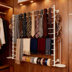 12 Layers 120cm White Wall Display Stand Wrapping Paper Ribbon Organizer Holder Storage Scarf Tie Belt Towel Spool Sewing Tool Hijab Metal Shelving for Home, Retail Stores, Flower Shop, Studio