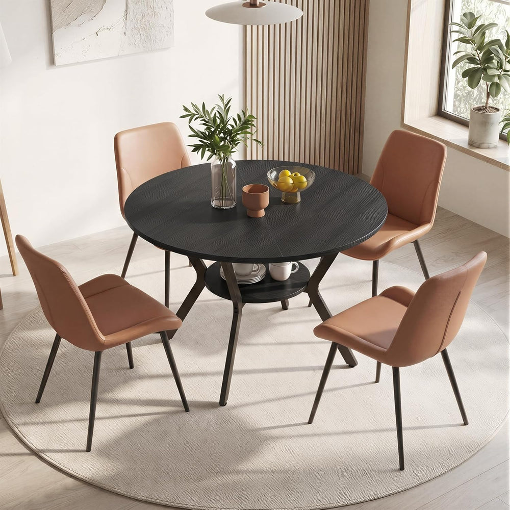 Miereirl 42.13" 5-Piece Round Dining Table Set for 4, Kitchen Table Set ...