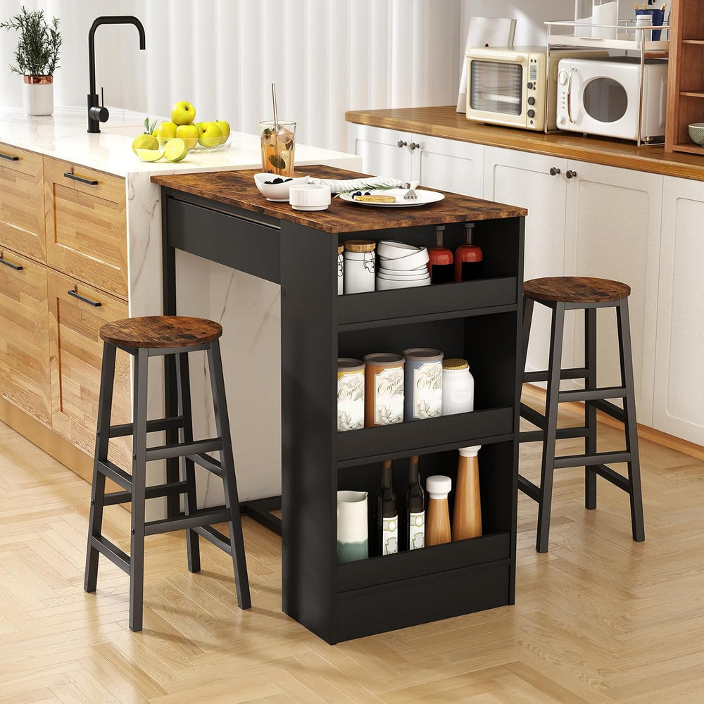 COSTWAY 3-Piece Bar Table Set, 36" Counter Height Breakfast Table with 3...