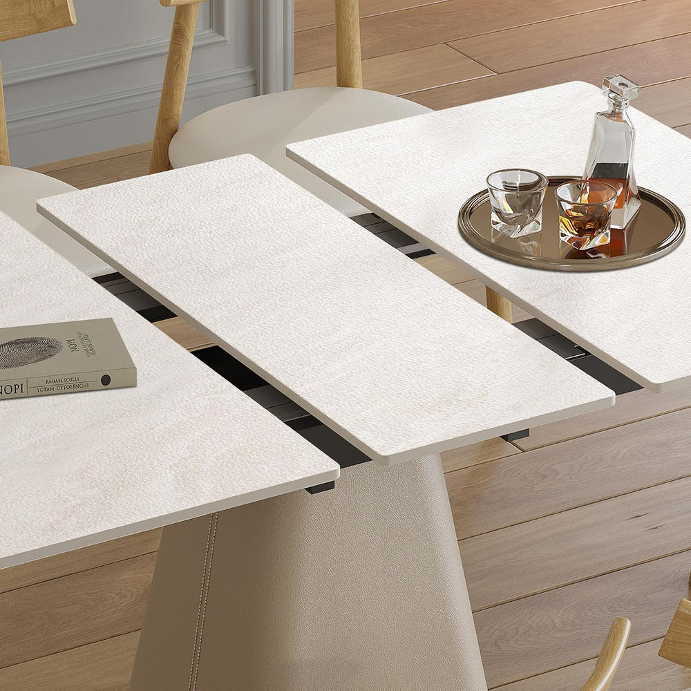 47.2" Retractable Rock Slab Folding Dining Table, Modern Expandable Kitc...