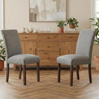 Furniliving Upholstered Dining Chairs Set of 6 - Line Fabric Modern Farmhouse Kitchen Chairs, High-Back Dining Room Chairs with Wooden Legs for Kitchen Dining Room Living Room.Grey