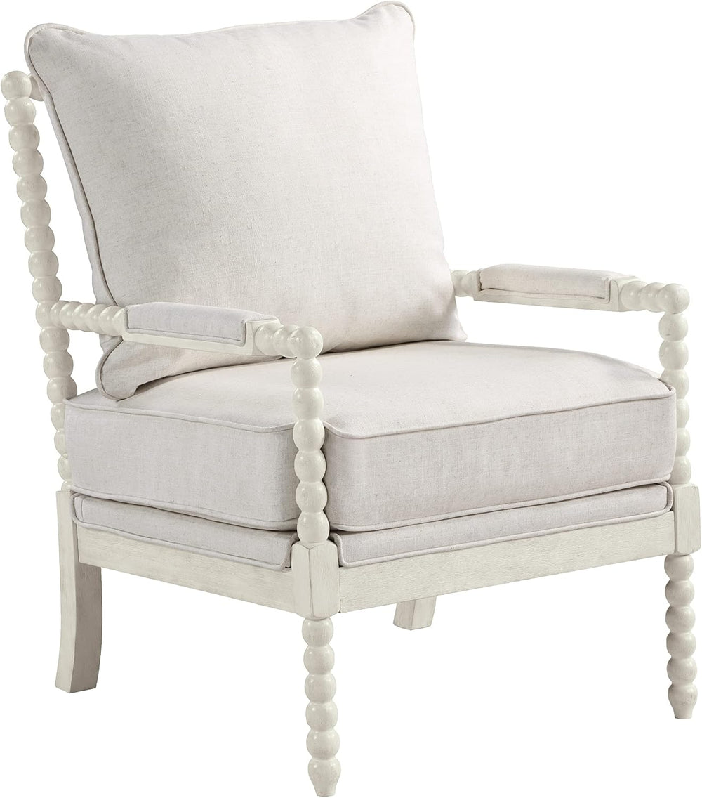 OSP Home Furnishings Kaylee Spindle Accent Chair with Antique White Wood Fram...