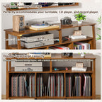 Large Record Player Stand,Mid Century Turntable Stand Table with Open Storage Holds up to 450 Albums,Vinyl Record Storage Display Shelf for Living Room Bedroom (55.12'' Walnut)
