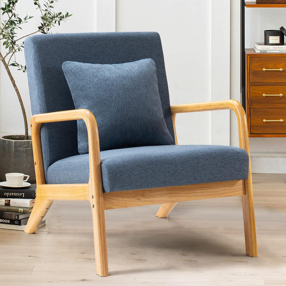 ELUCHANG Mid-Century Modern Accent Chair with Lumbar Pillow,Upholstered Armch...