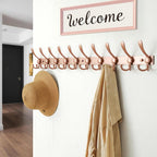 Dseap MaxStrong 2.0 Coat Rack Wall - 37” Long 10 Tri Hooks - Ultra Heavy-Duty Stainless Steel Wall Mount Coat Hanger, Hook Rail for Clothes Hats Jacket Towels Rose Gold