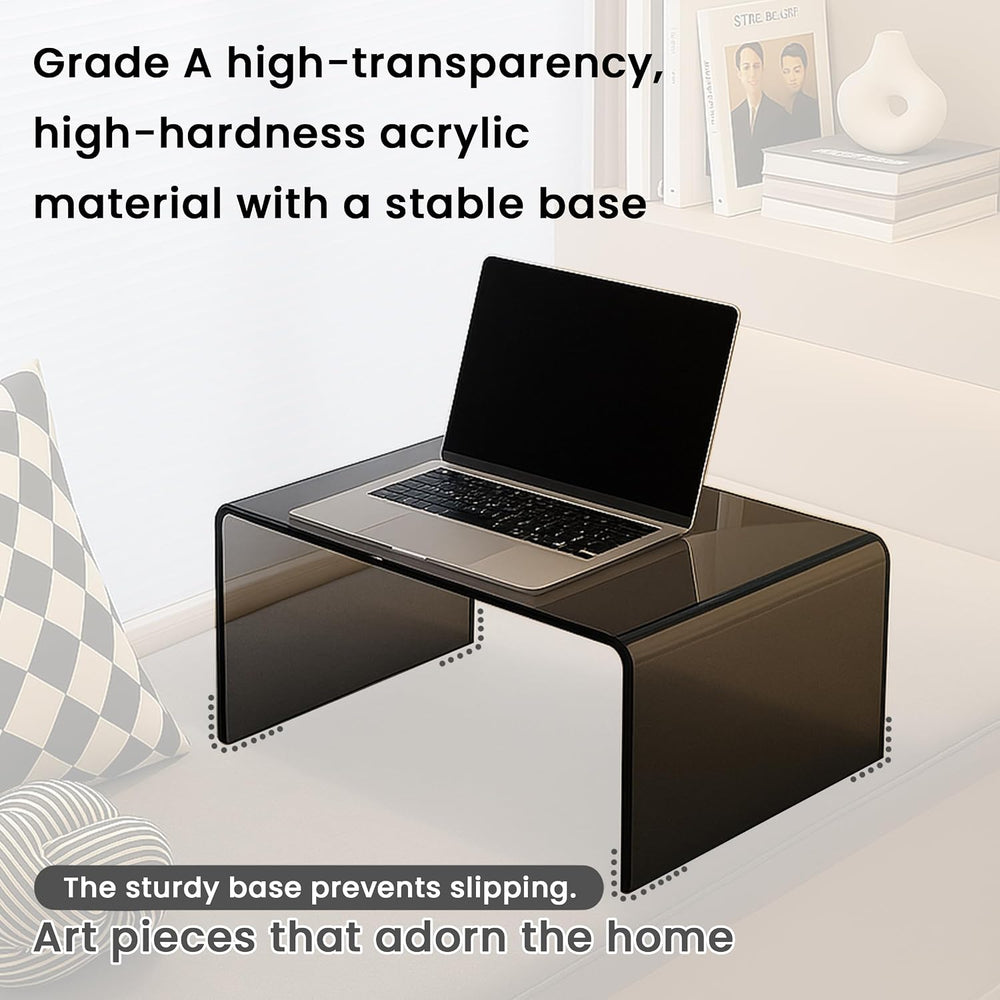 Gray Acrylic Compact Accent Table – Modern Multipurpose Small Side Table or E...