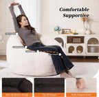 Bean Bag Chair, Faux Fur Beanbag Chair for Adults,Comfy Cloud Sofa with Back Support, Large Reading Chair for Living Room, Bedroom, Apartment (Beige)