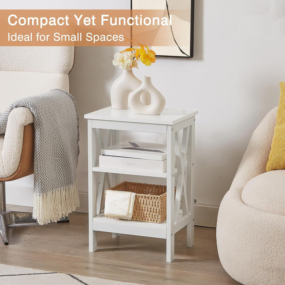 VECELO End Table Set of 2, Bedside Table, 24" Tall Living Room End Table...