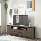 SIMPLIHOME Artisan TV Stand - 72 inch Wide Solid Wood Media Console in Farmhouse Brown, Contemporary Entertainment Center for Living Room for TVs up to 80 Inches with Drawers and Cable Management