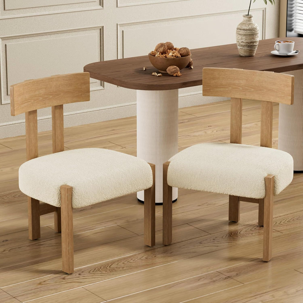 Okeysen Set of 4 Mid-Century Modern Dining Chair, Armless Round Boucle Uphols...