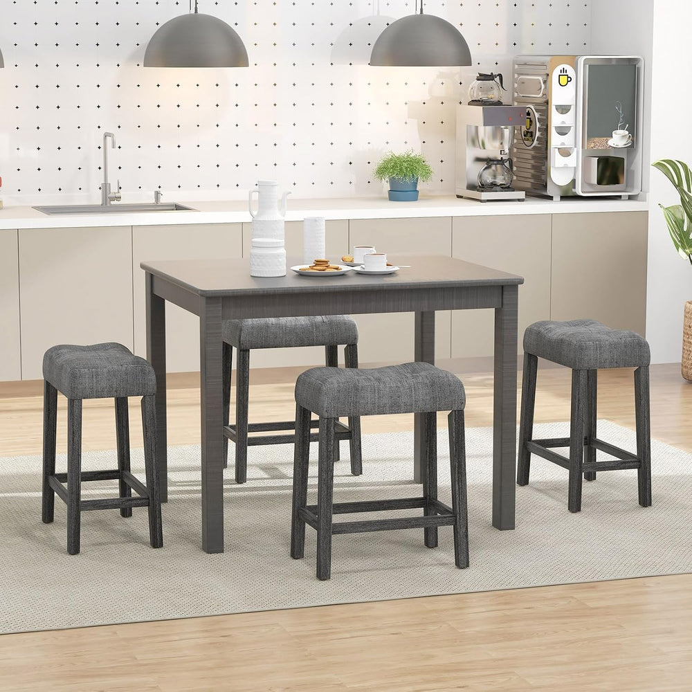 Giantex 24" Bar Stools Set of 4, Backless Counter Height Saddle Bar Stoo...