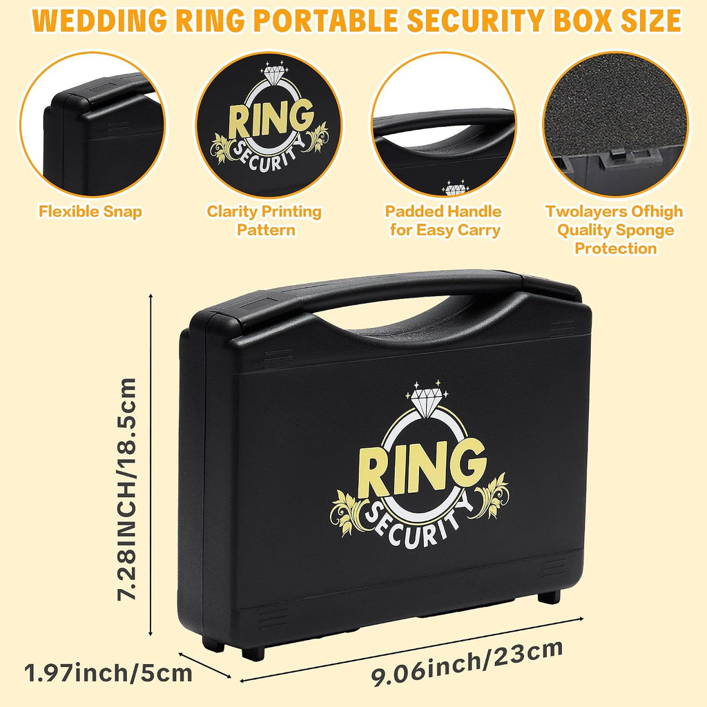 Ring Security Wedding Ring Bearer Aluminum Briefcase-Padded Slits Holder Ring Bearer Gifts Security Box for Proposal Ceremony Wedding Day,Security Badge Props for Boys Kid