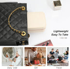 Travel Jewelry Case, Small Jewelry Organizer Box Portable Jewellery Box for Rings Earrings Necklaces Bracelets, Beige C