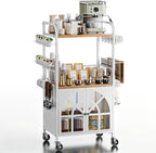 Xubialo 3 Tier Small Rolling Coffee Bar Cart, 16.9 x12 Kitchen Station with Storage
