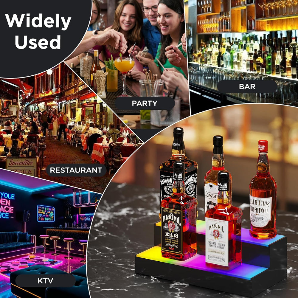 Dethan 2 Tier 15 Inch Liquor Bottle Display Shelf - Wine Racks with Multi-Col...