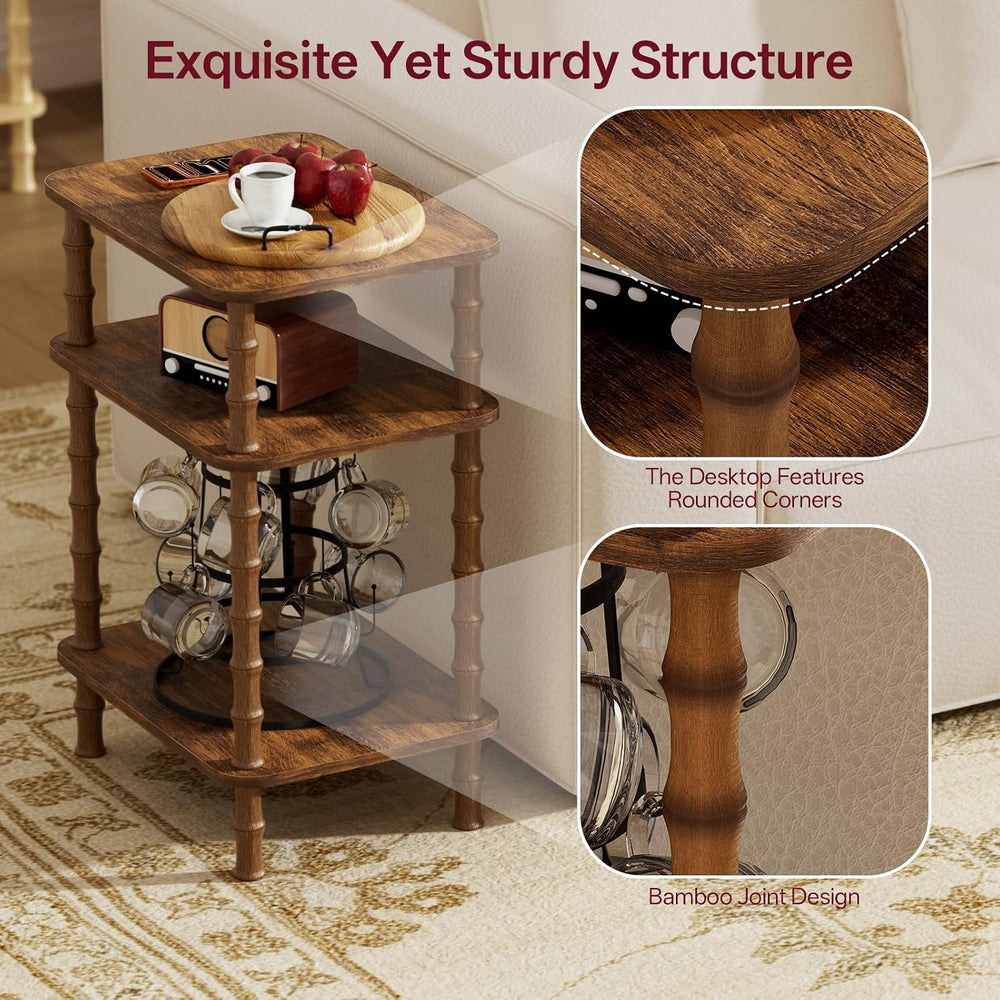 Side Table,Living Room End Tables with 3-Tier,Small Nightstand Table for Smal...