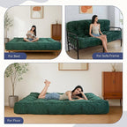 MAXYOYO 8" Futon Mattress, Full Size Extra Thick Futons Sofa Couch Bed for Adults, Velvet Floor Mattress Shredded Foam Filling (Frame Not Included)