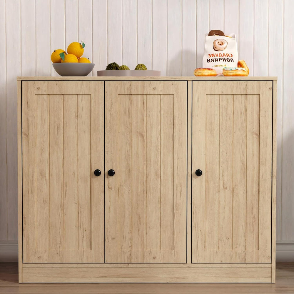 Furnify Buffet Cabinet with 3 Door, Kitchen Storage Cabinet with Adjustable S...
