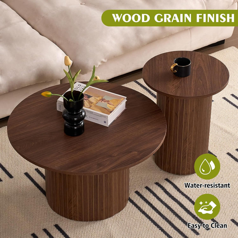 Round Nesting Coffee Table Set of 2 for Small Spaces | Modern style, suitable...
