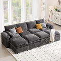 130" U Shaped Modular Sectional Sofa, Couch with Ottoman Storage, Chenille Cloud Couch with Plush Deep Seating for Living Room, Bedroom (Grey, 8 Seat)