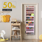 HOMELUX THEORY Over The Door Organizer Hanging - 50lbs Load 6 Large Front & 12 Side Pockets, 2 Pack Over The Door Shoe Organizer, Hanging Closet Organizer For Toys, Diaper, Purse, Sewing (Baby Pink)