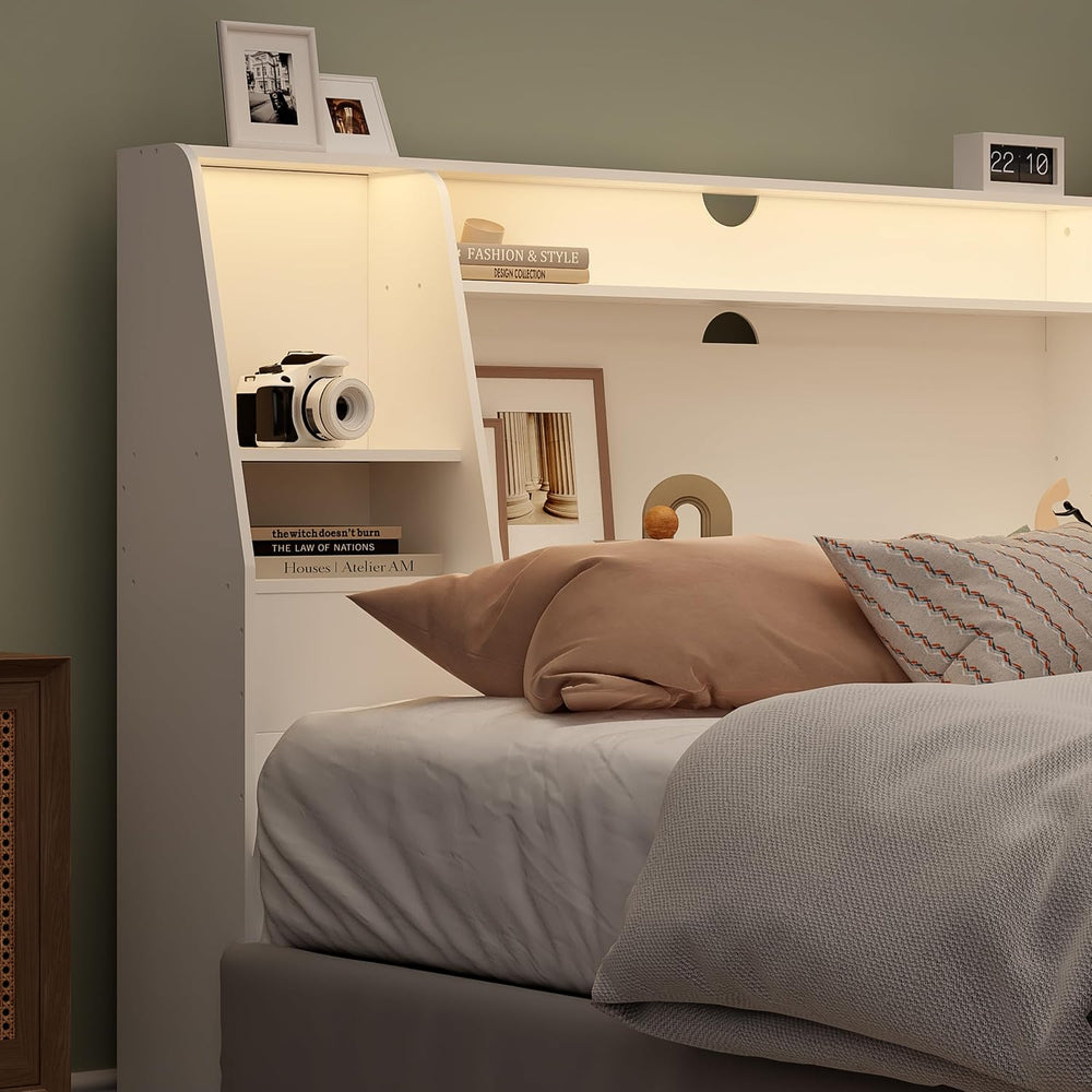 Queen/Full Headboard Queen Size with Storage, Bookcase Headboard