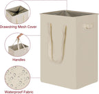 efluky Slim Laundry Basket, Narrow Laundry Hamper with Handles, Collapsible Dirty Clothes Hamper, Tall Laundry Bin for Laundry Room, Dorm and Bedroom, 90L Beige