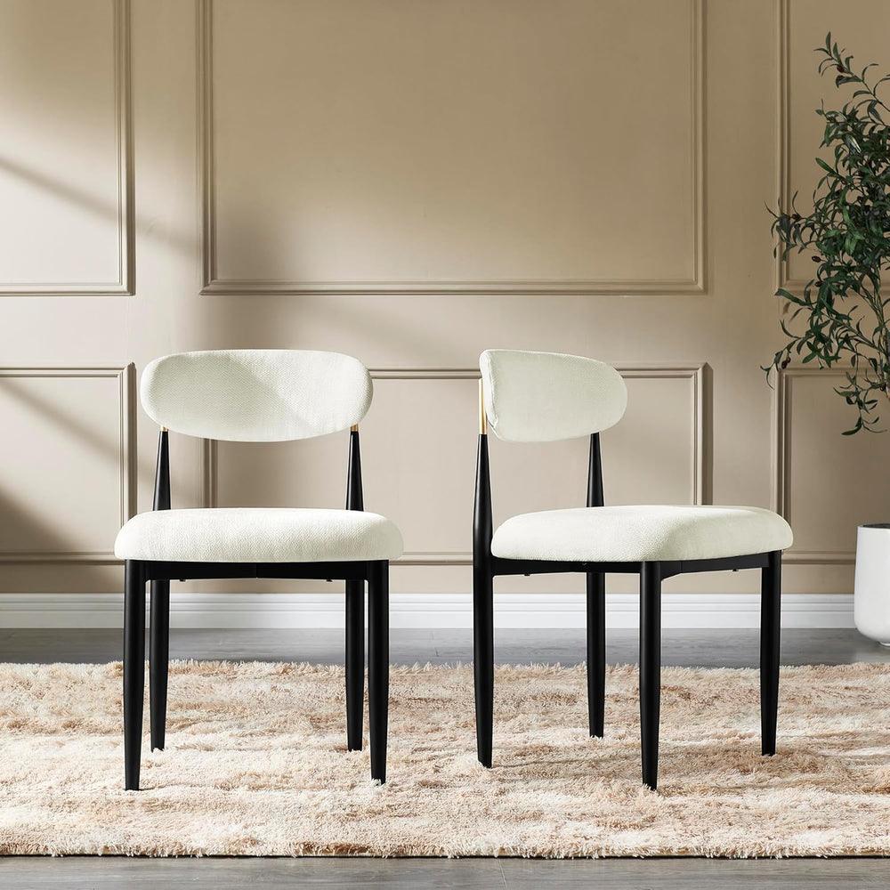 Morden Fort White Set of 2 Armless Upholstered Chenille Dining Chairs with Bl...