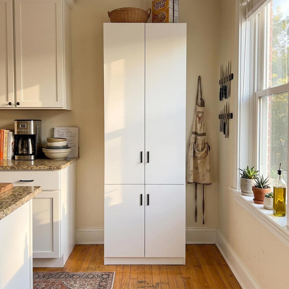 AGOTENI 94.5”H Tall Kitchen Pantry Cabinet with 4 Doors & 4 Shelves, Mode...