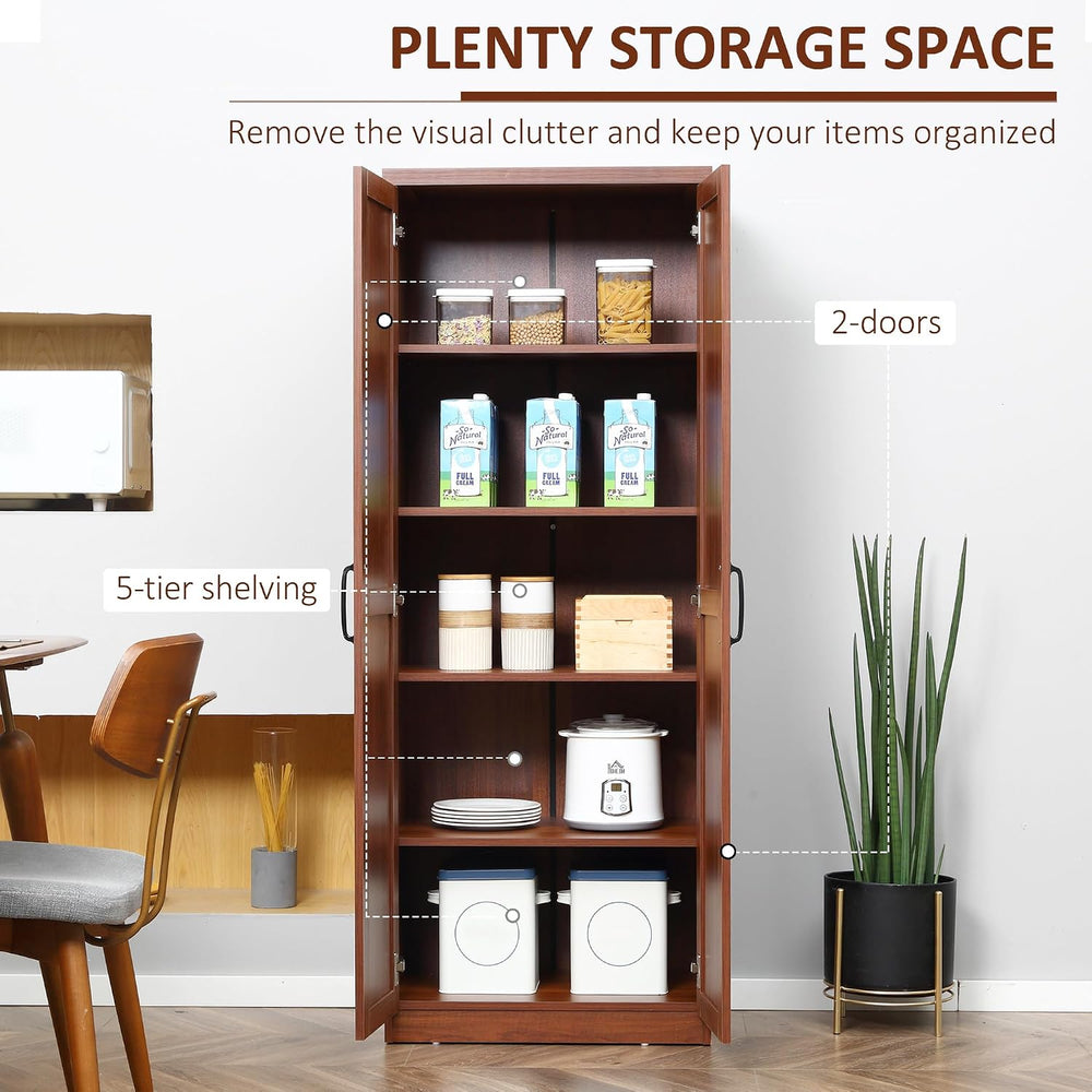 63" Tall Kitchen Pantry Storage Cabinet, 2-Door Freestanding Buffet with...