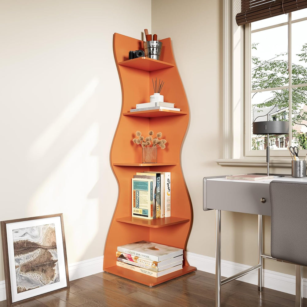LITTLE TREE Small Corner Shelf, Modern 5-Tier Wall Corner Bookshelf, Stylish ...