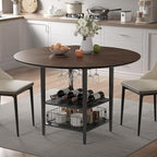 VFK 47" Round Dining Table Set with Storage Steel Legs & Sunburst Design, 5-Piece Modern Wooden Kitchen Set for 4-6 People, Includes 4 Comfortable Chairs for Dining Room, Living Room or Kitchen